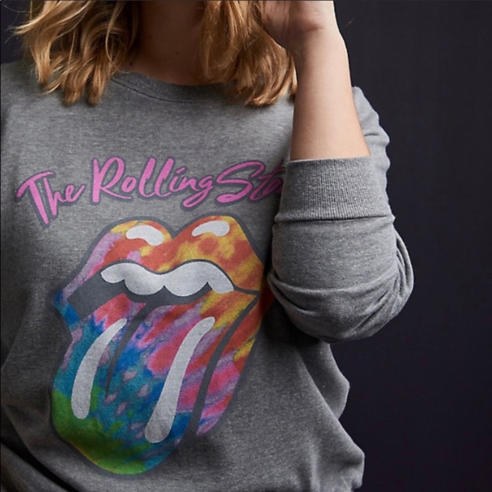 Torrid ROLLING STONES GREY TIE-DYE SWEATSHIRT NWT